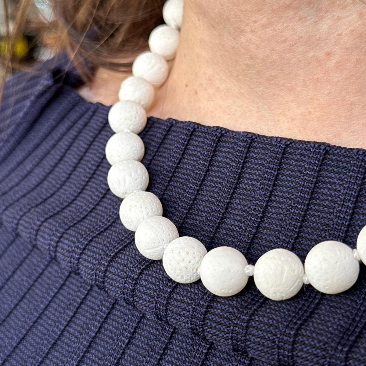 Elegant White Coral beaded necklace 50cm