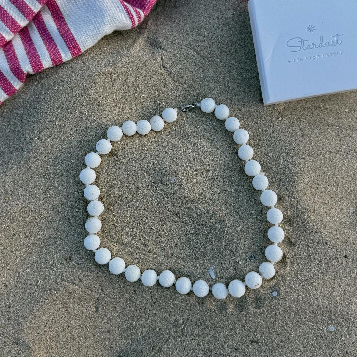 Elegant White Coral beaded necklace 50cm