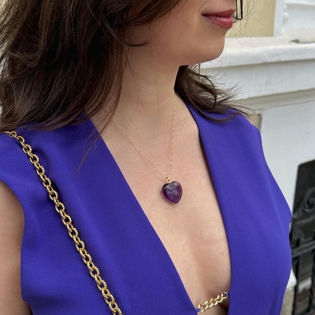 Amethyst heart Pendant 2.5cm