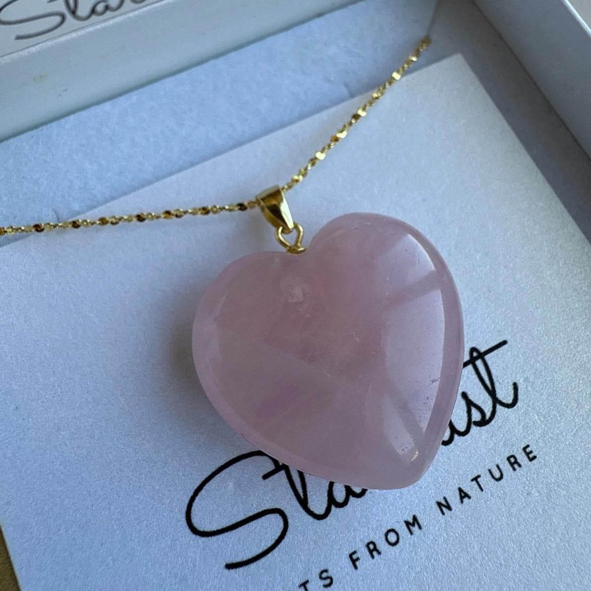Rose Quartz Heart Pendant 2.5cm