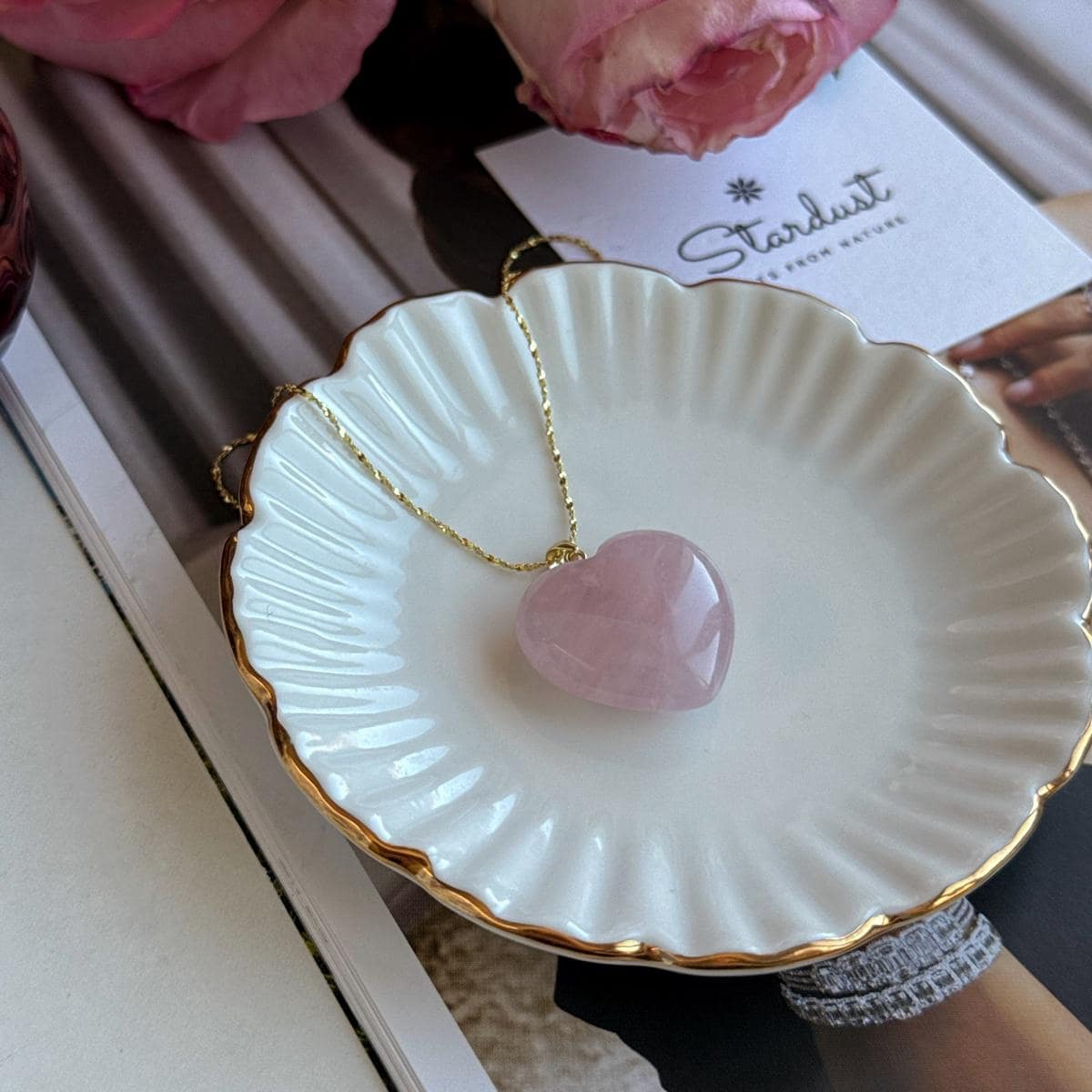 Rose Quartz Heart Pendant 2.5cm
