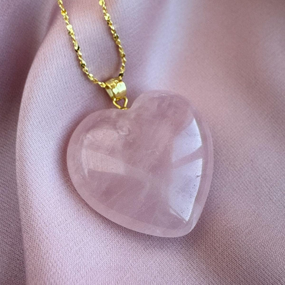 Rose Quartz Heart Pendant 2.5cm