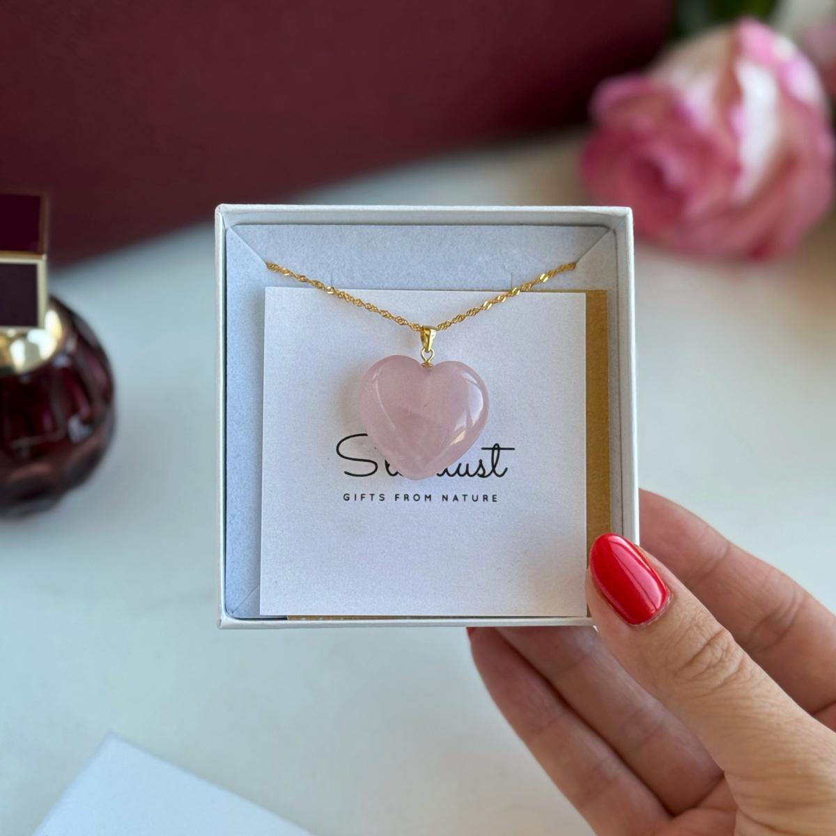 Rose Quartz Heart Pendant 2.5cm