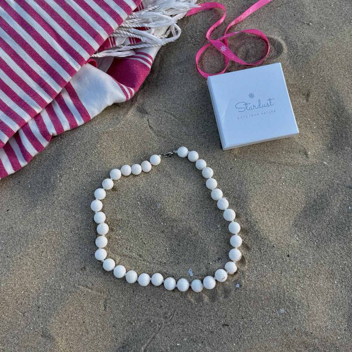 Elegant White Coral beaded necklace 50cm