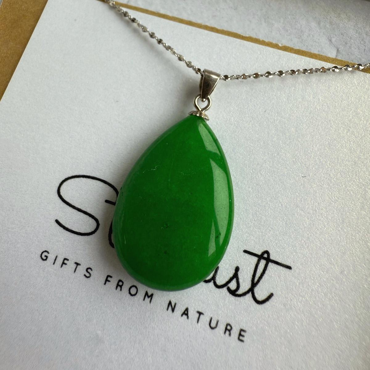Green Jade Drop Pendant 1.5x2.5cm