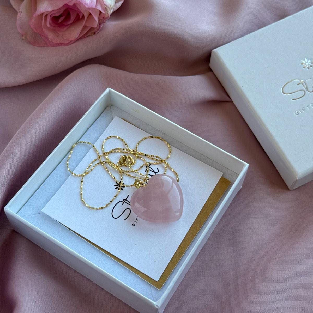 Rose Quartz Heart Pendant 2.5cm