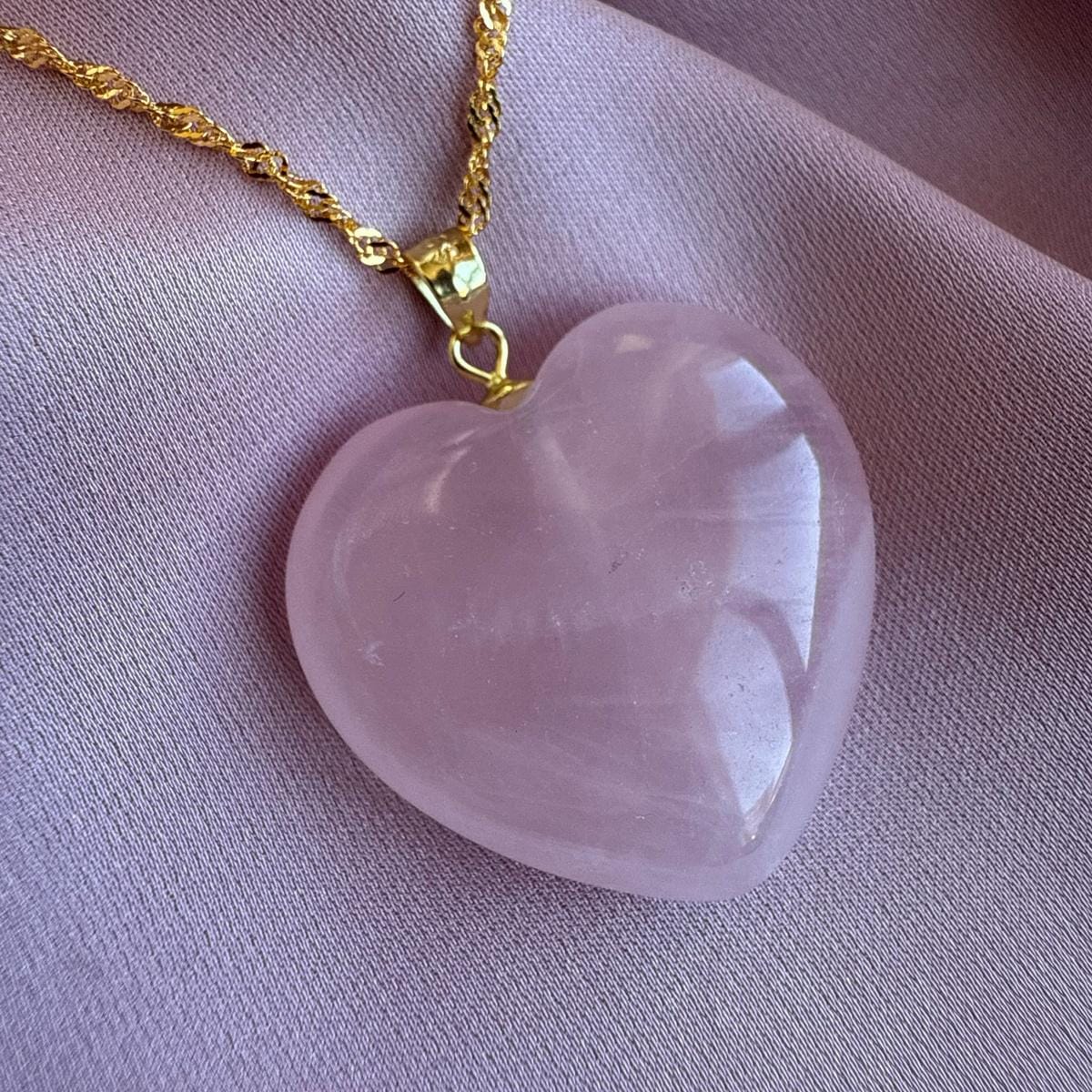 Rose Quartz Heart Pendant 2.5cm