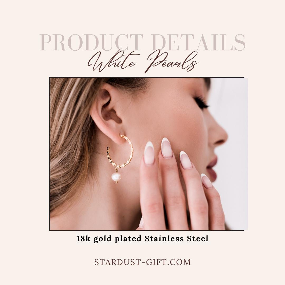 Large Gold Hoop earrings with pearls