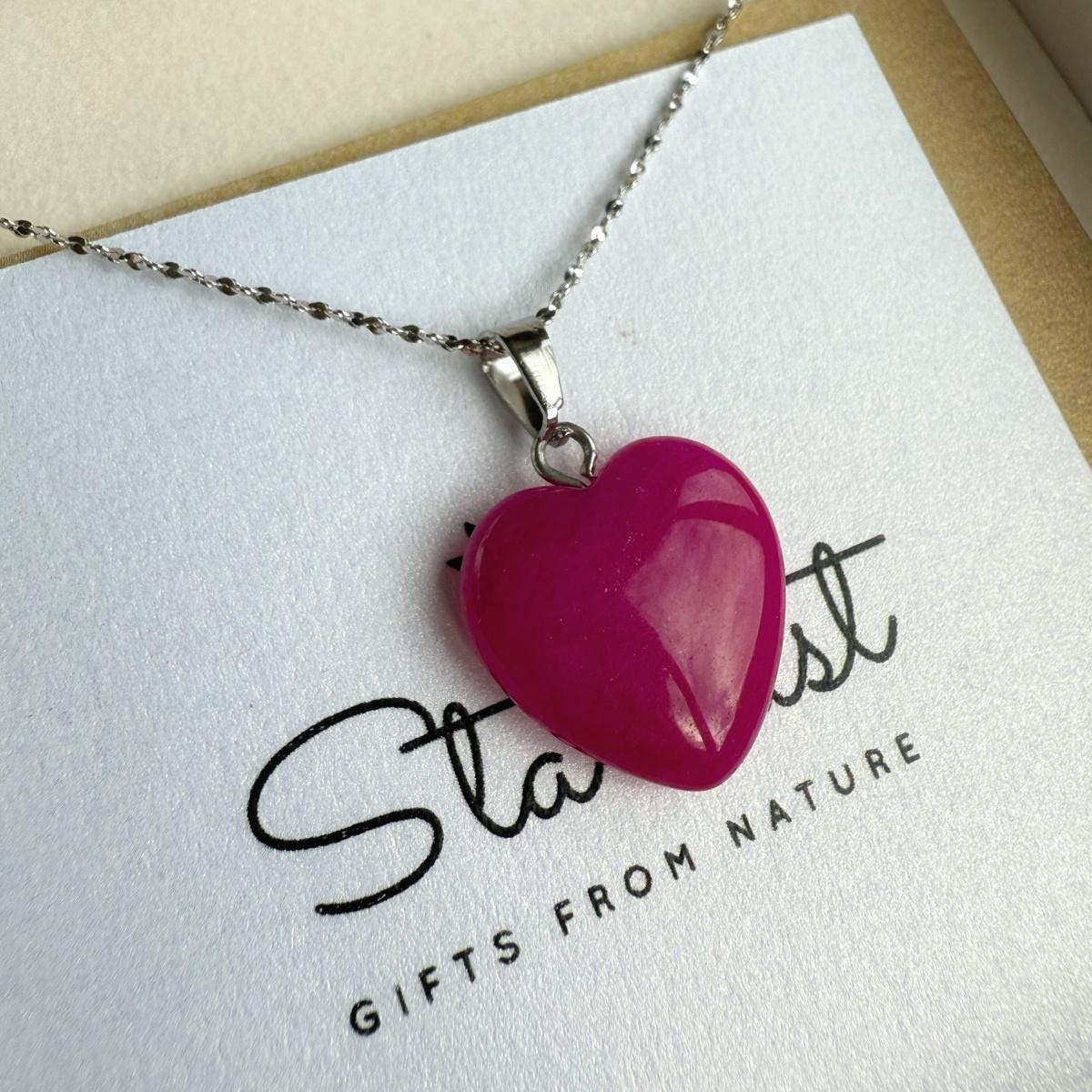 Tiny Pink Agate heart pendant 15mm
