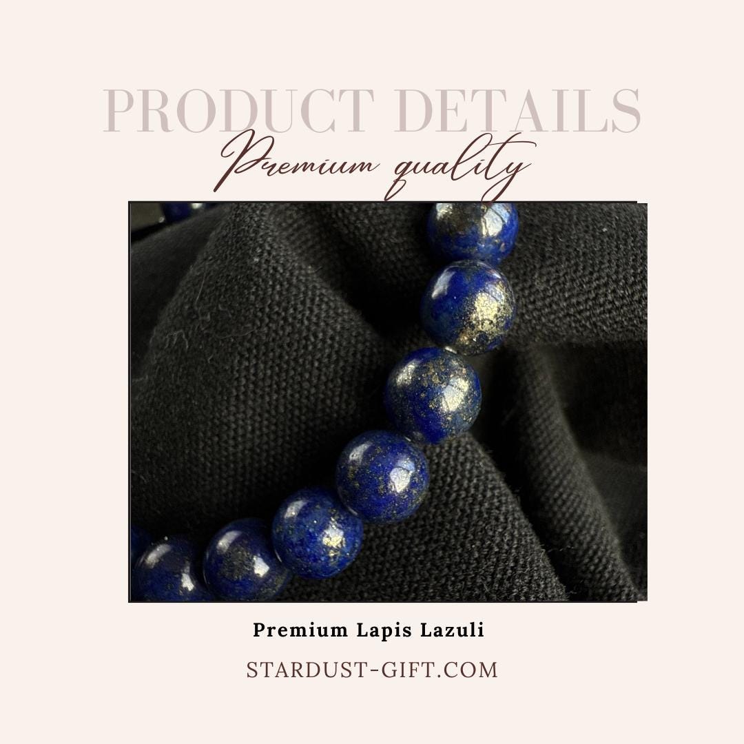 Lapis Lazuli mens bracelet with silver cube
