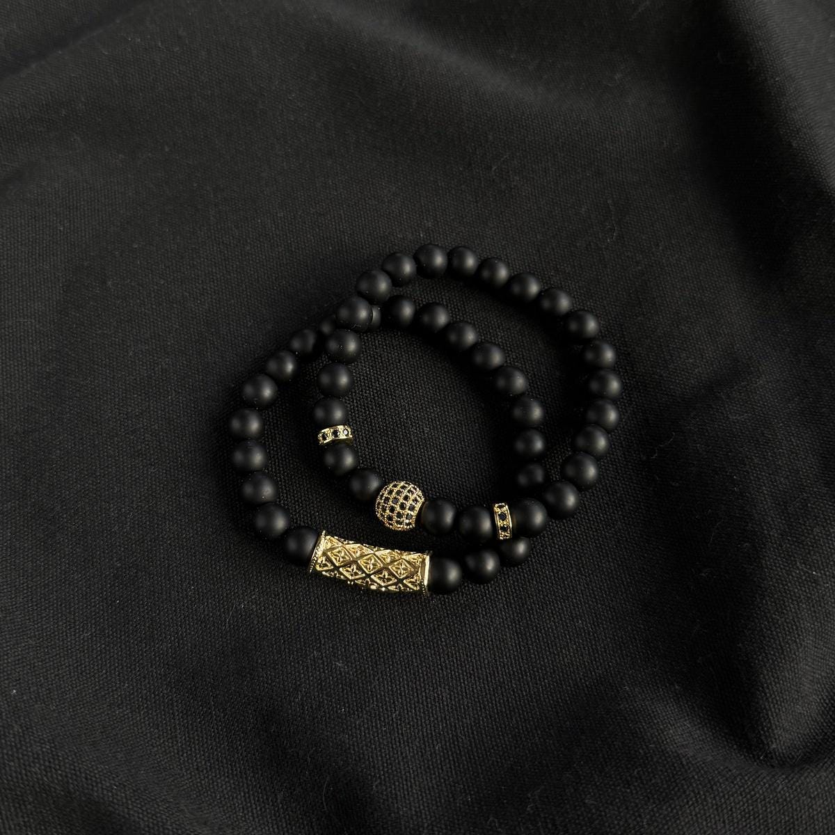 Black Onyx Men Bracelet Set