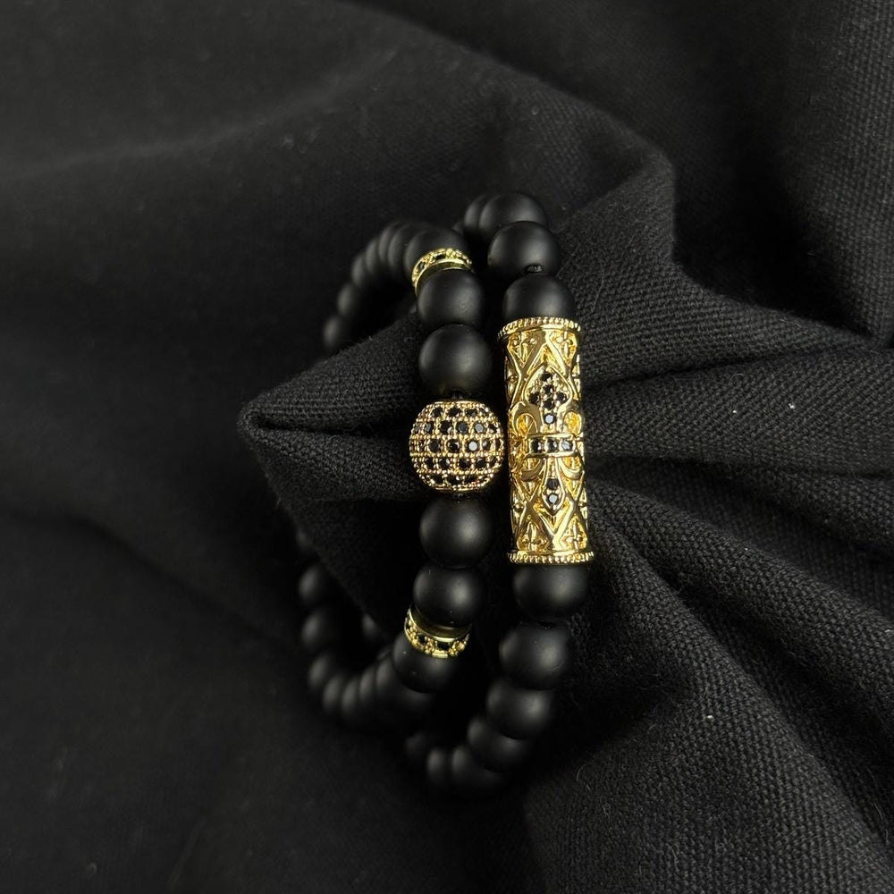 Black Onyx Men Bracelet Set