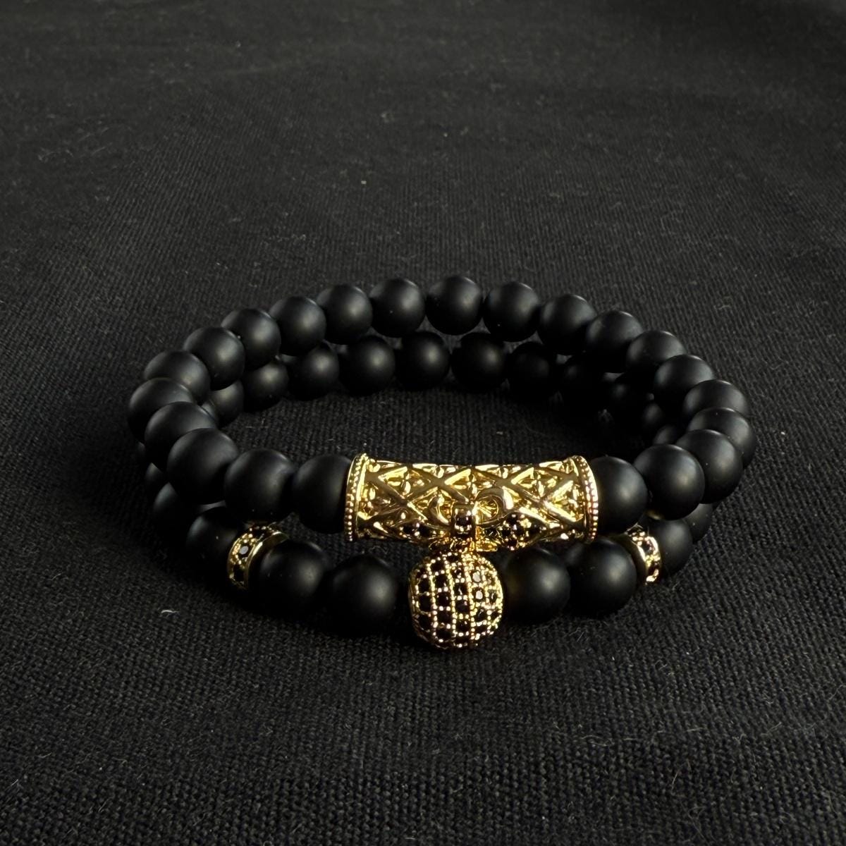 Black Onyx Men Bracelet Set