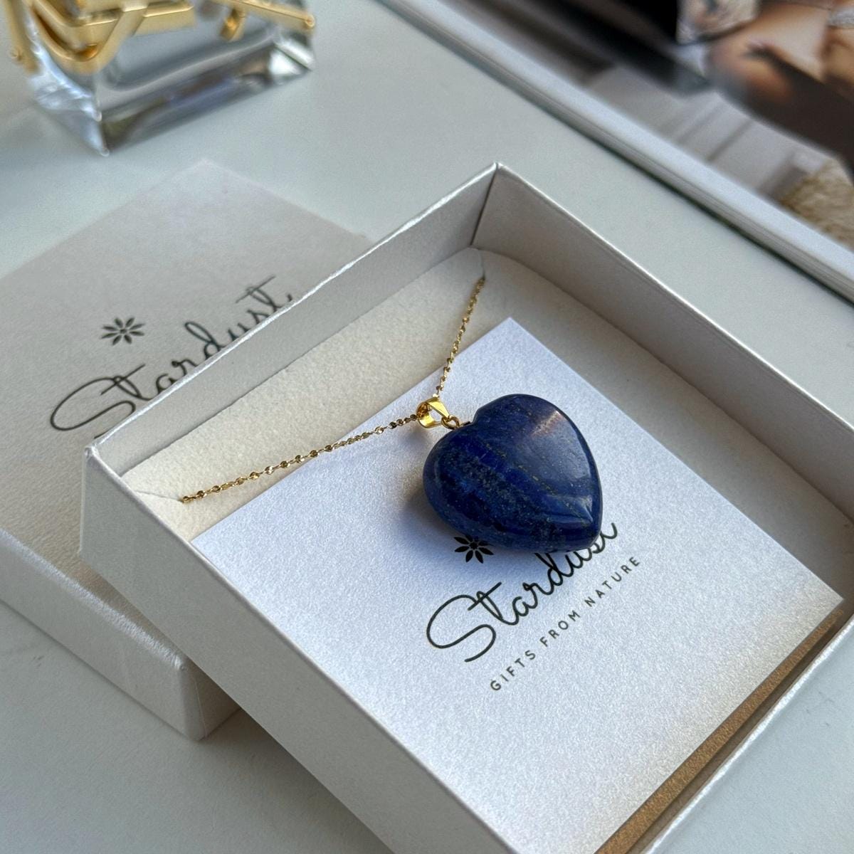 Lapis Lazuli Heart Pendant 2.5cm