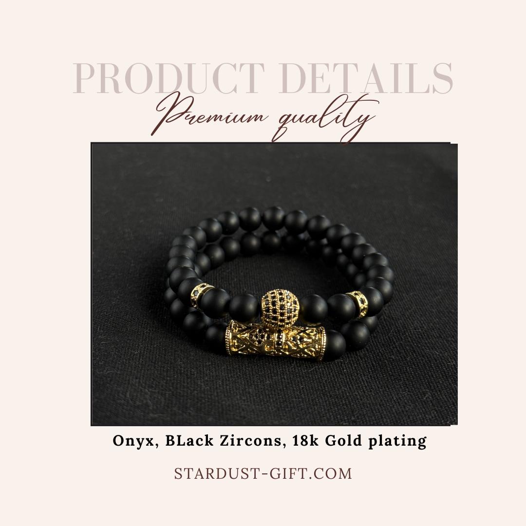 Black Onyx Men Bracelet Set