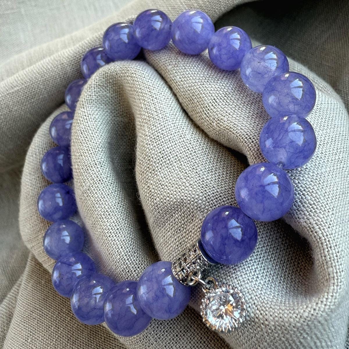 Elegant Lavender Jade beaded bracelet