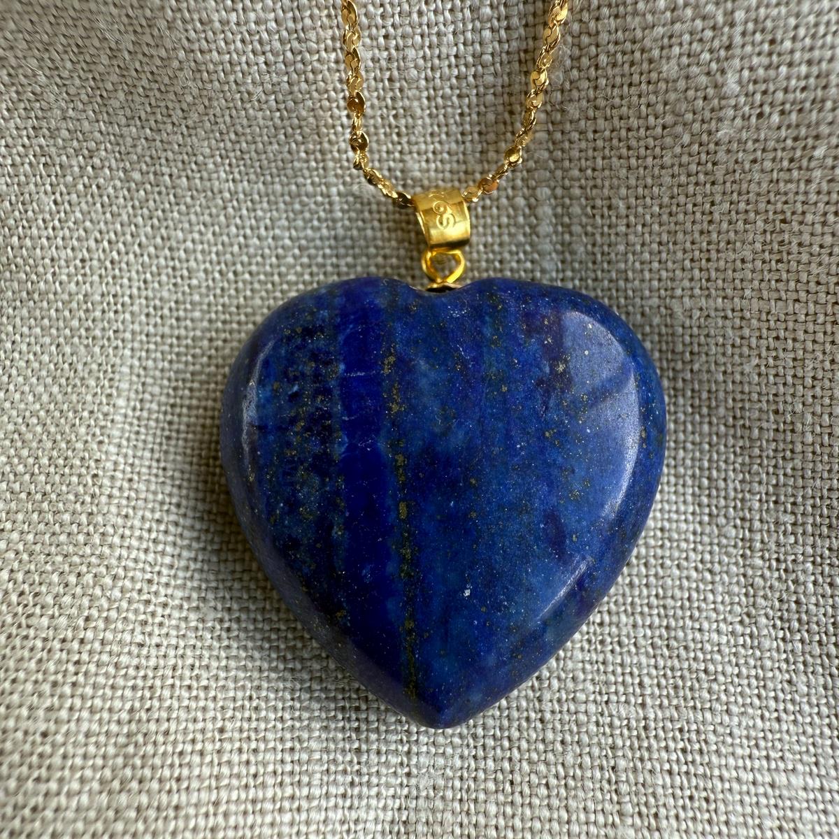 Lapis Lazuli Heart Pendant 2.5cm
