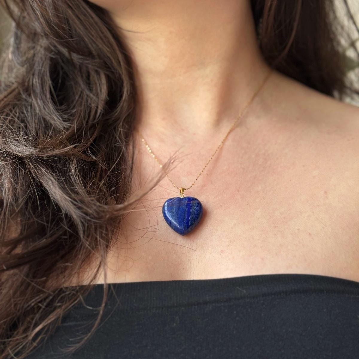 Lapis Lazuli Heart Pendant 2.5cm