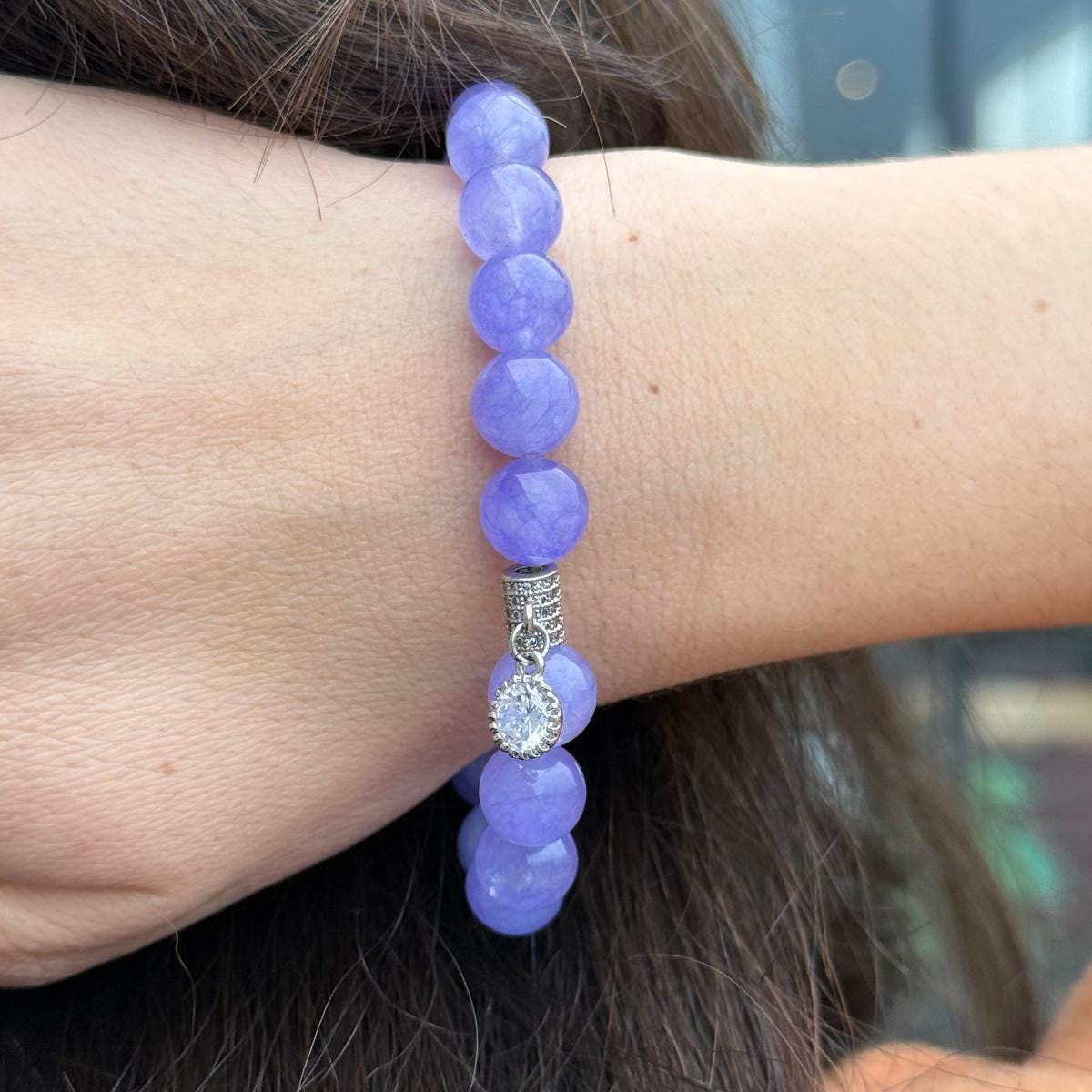 Elegant Lavender Jade beaded bracelet
