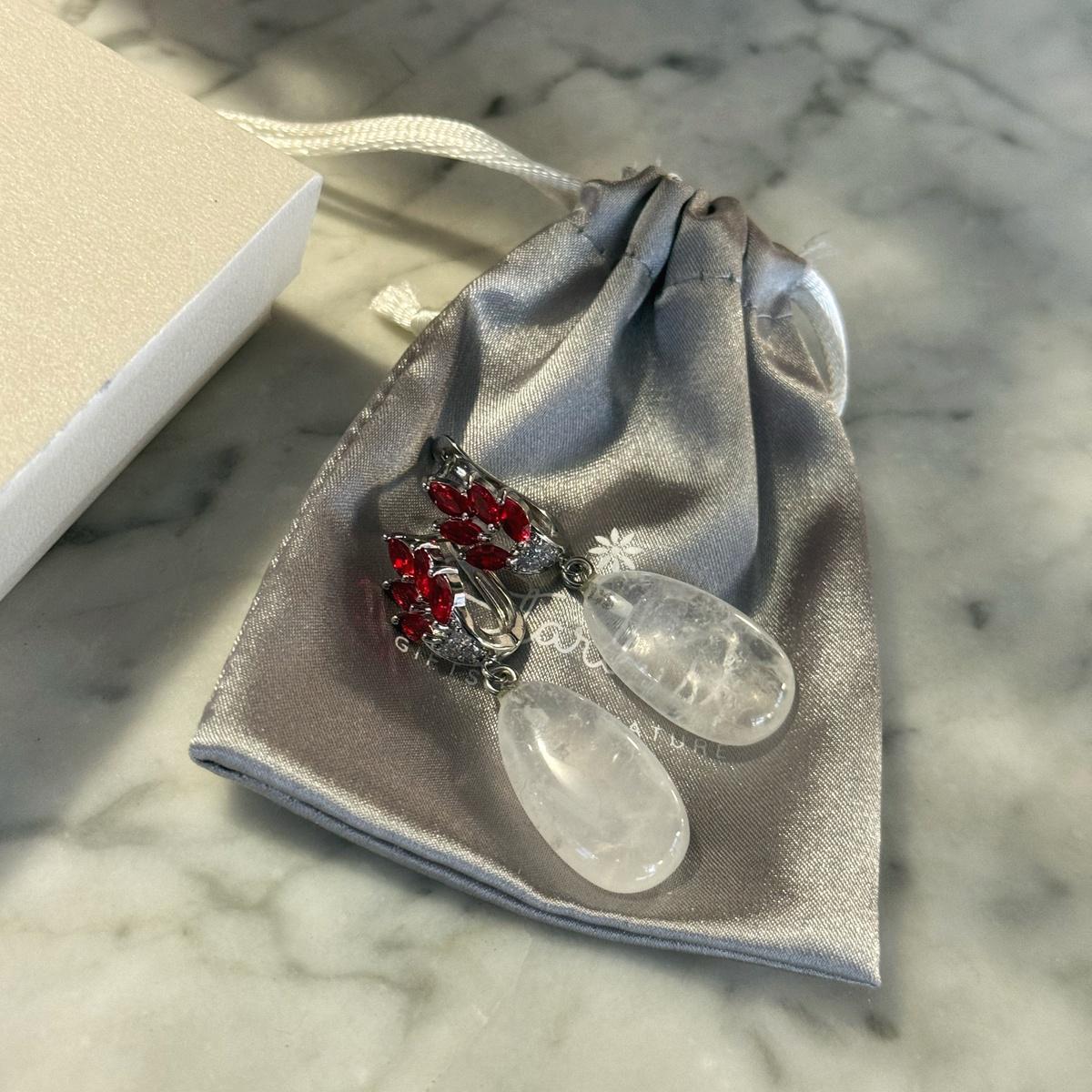 Natural Clear Quartz Drop Necklace | Pendant & Earrings Set