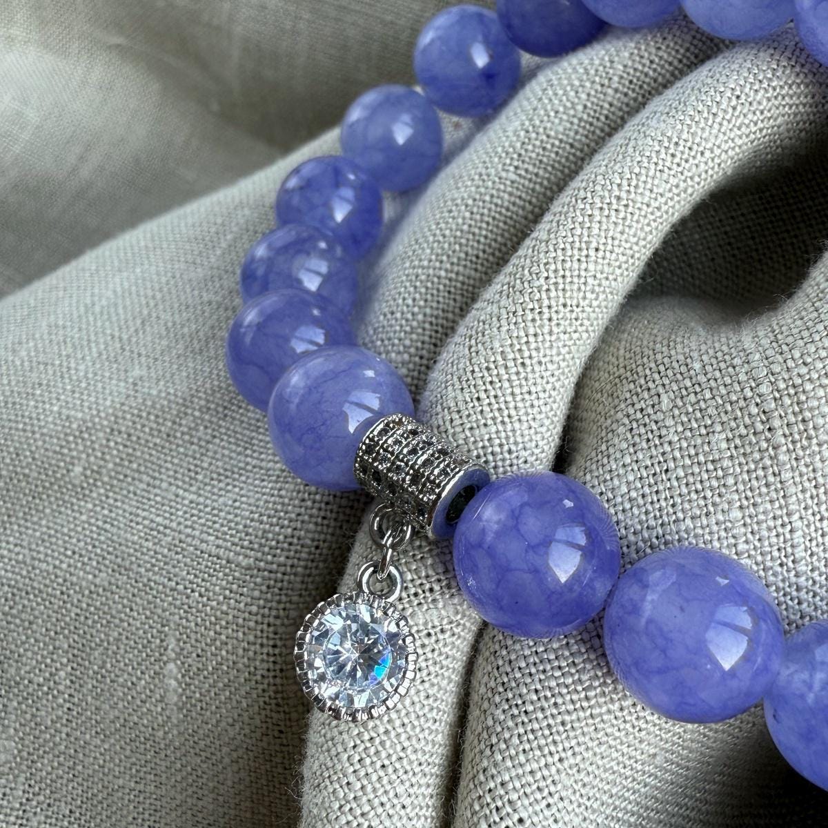 Elegant Lavender Jade beaded bracelet