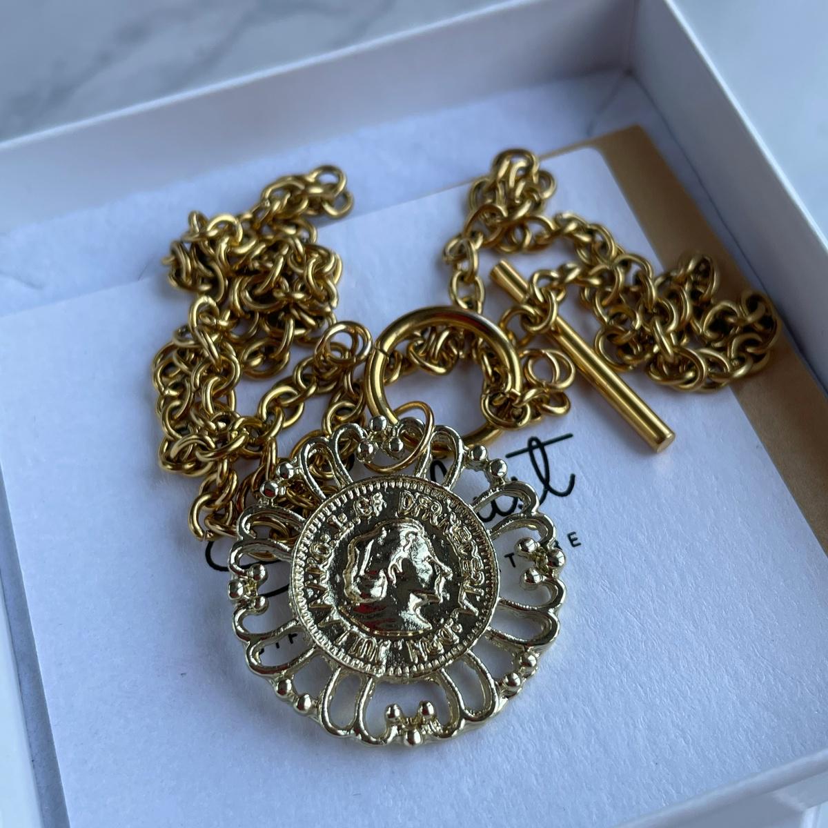 Goddess Antique Gold Coin Necklace | 18K Gold Plated