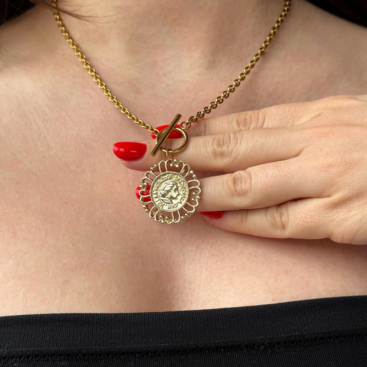 Goddess Antique Gold Coin Necklace | 18K Gold Plated