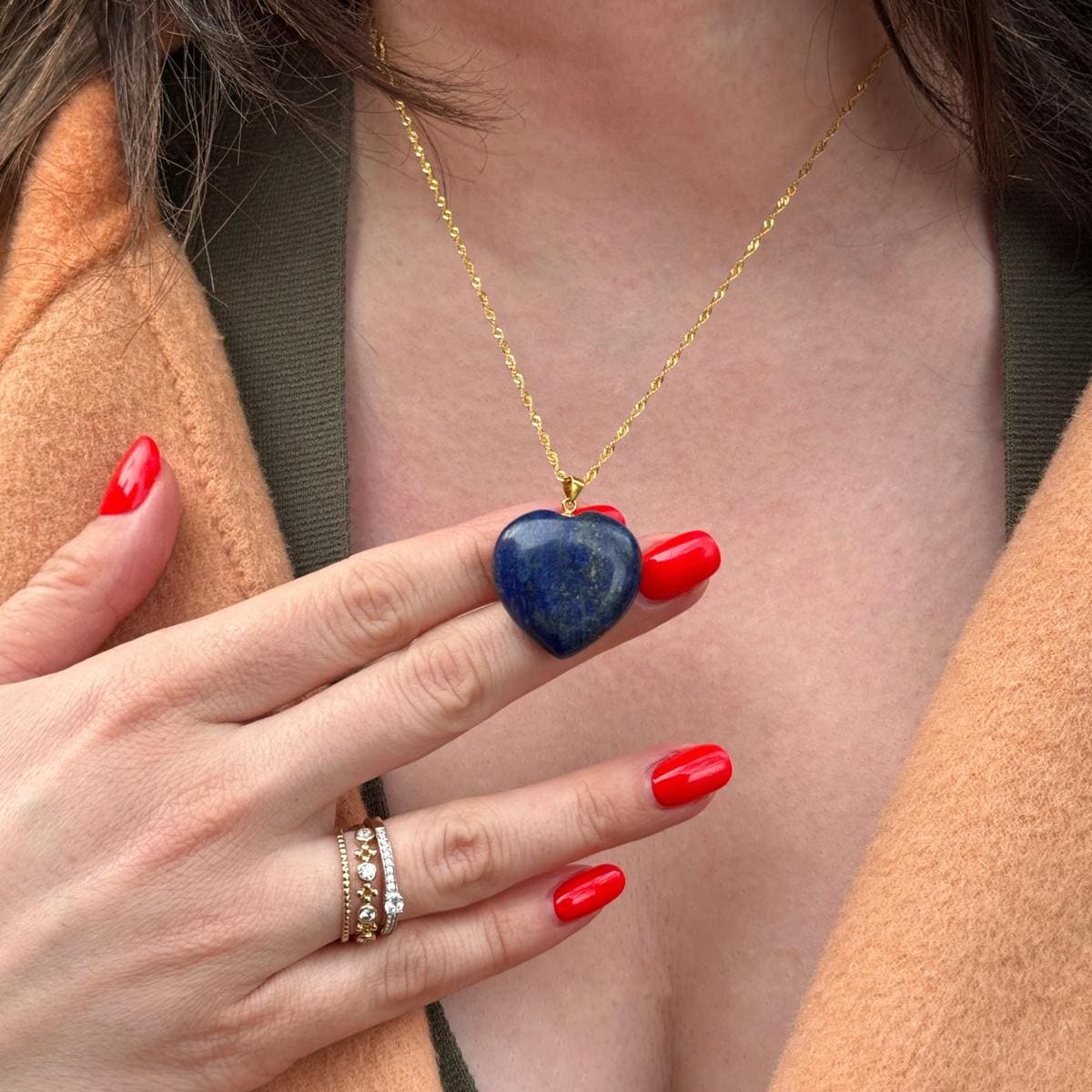 Lapis Lazuli Heart Pendant 2.5cm