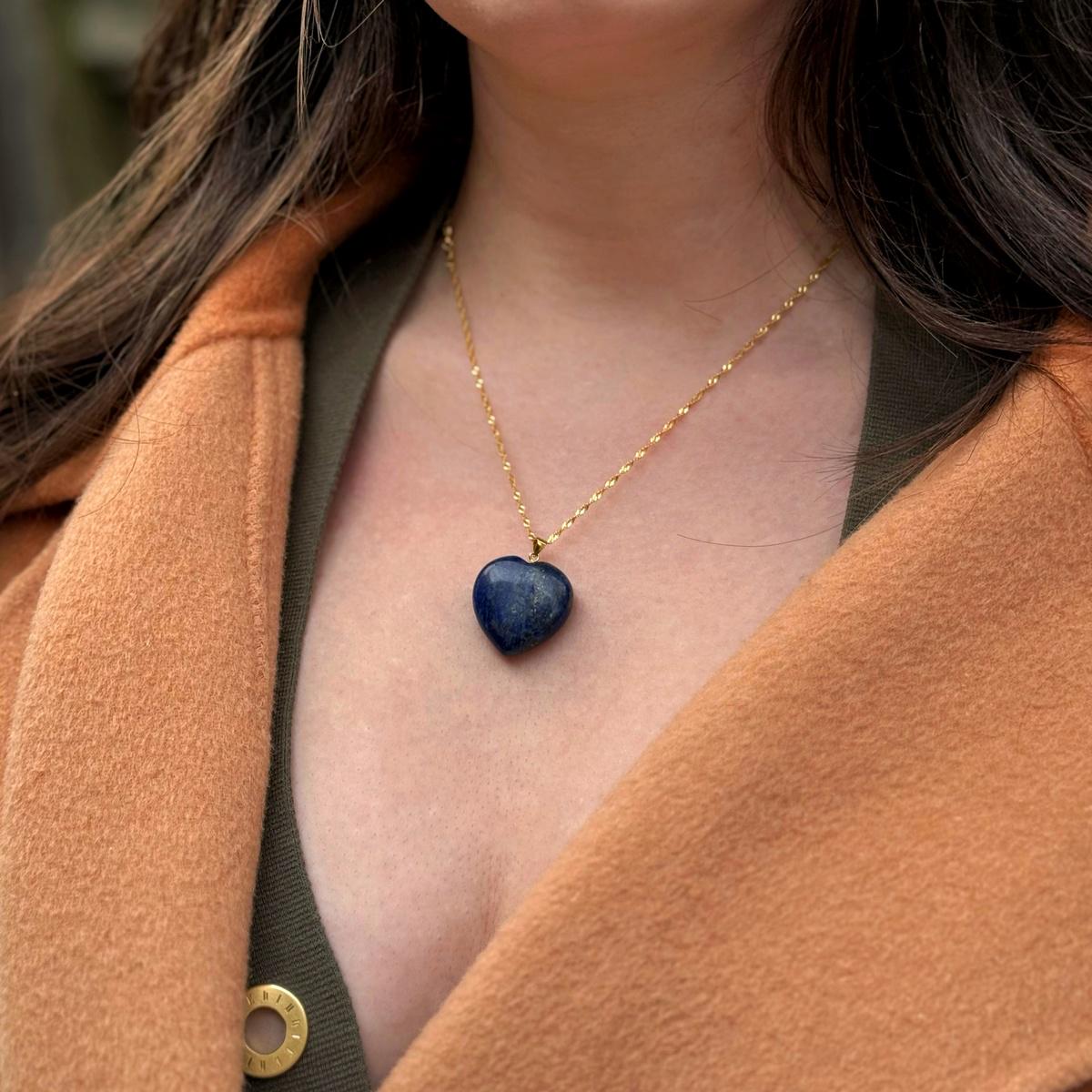 Lapis Lazuli Heart Pendant 2.5cm