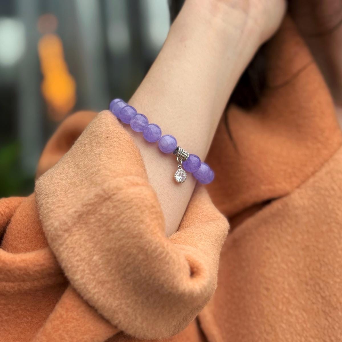 Elegant Lavender Jade beaded bracelet