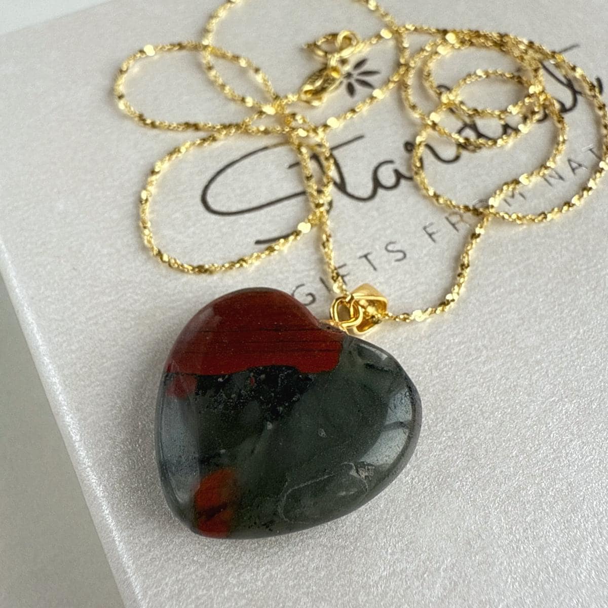 Bloodstone Heart Pendant 2.5cm