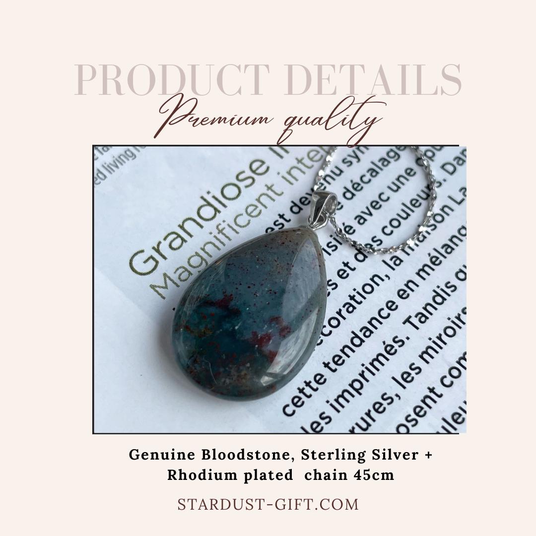 Bloodstone gemstone pendant necklace