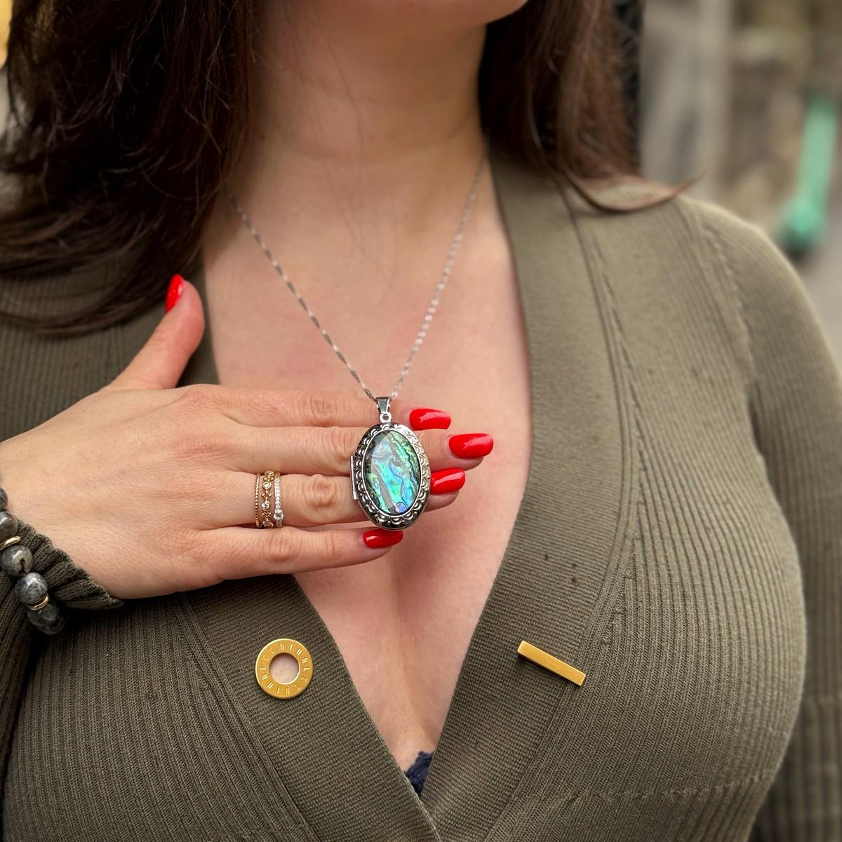 Oval Abalone Shell locket pendant
