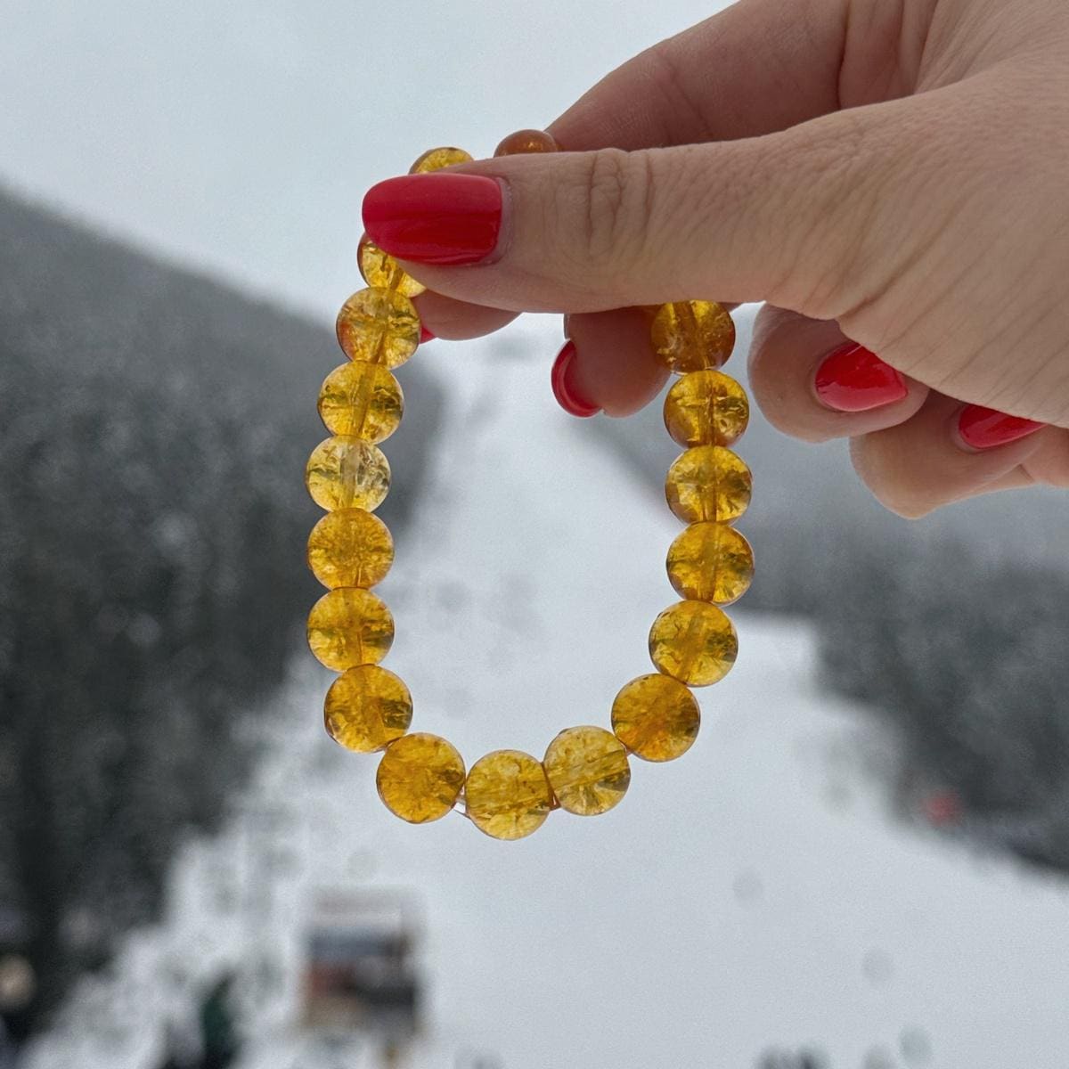 Natural unheated citrine bead bracelet