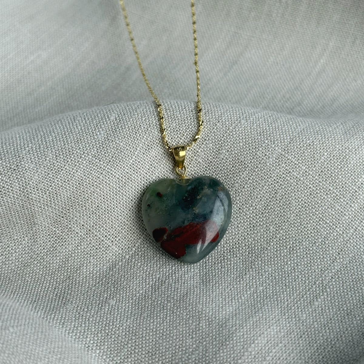Bloodstone Heart Pendant 2.5cm