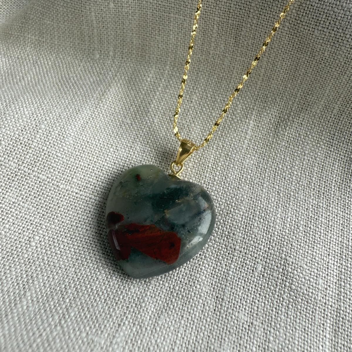 Bloodstone Heart Pendant 2.5cm