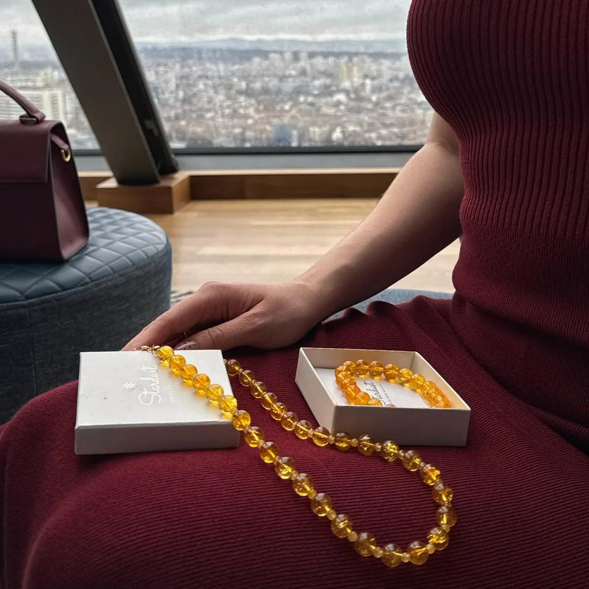 Natural Unheated 10mm Citrine Bead Necklace