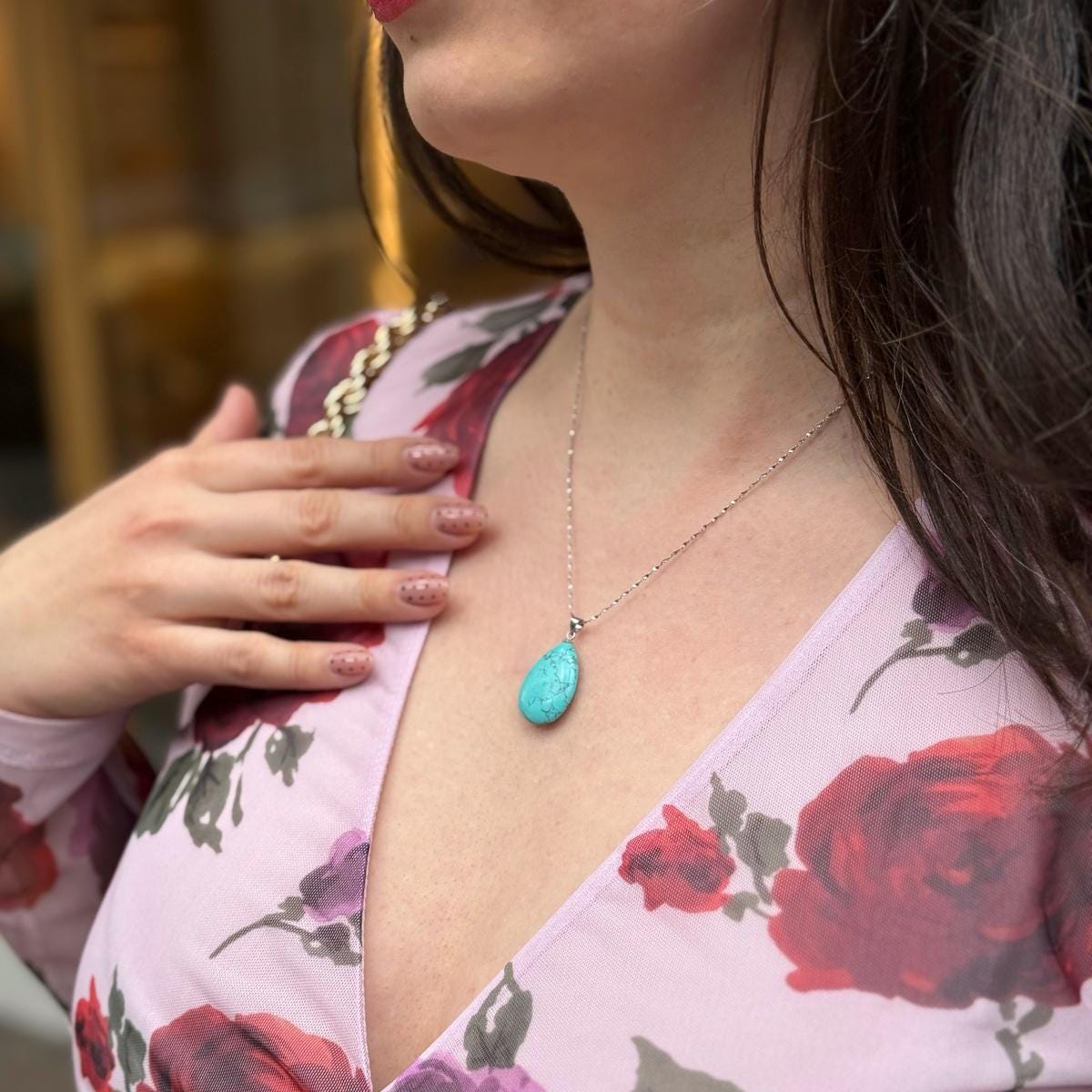 Turquoise Drop Pendant 1.5x2.5cm