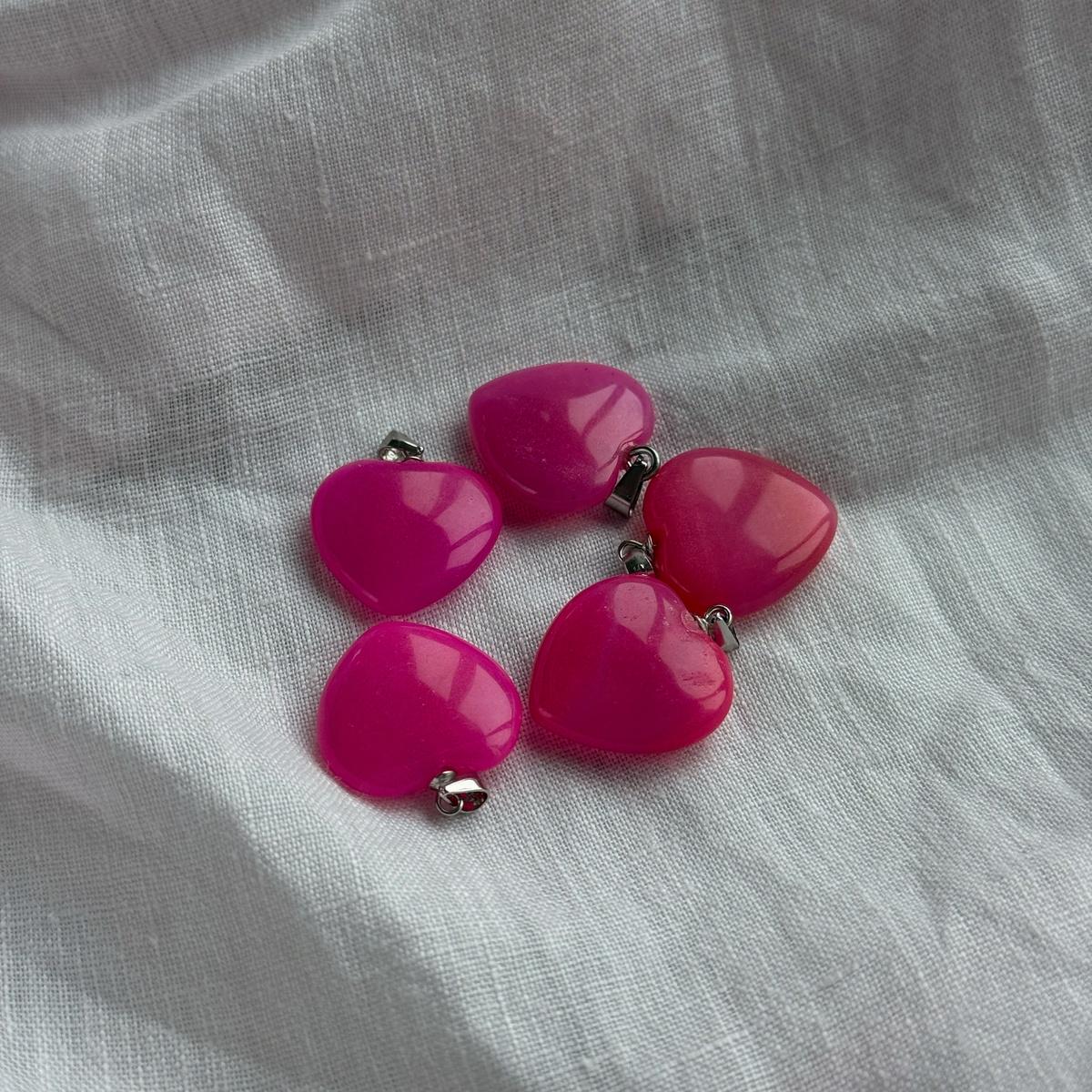 Pink Agate Heart Pendant
