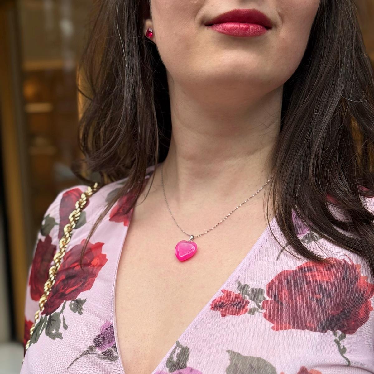 Pink Agate Heart Pendant