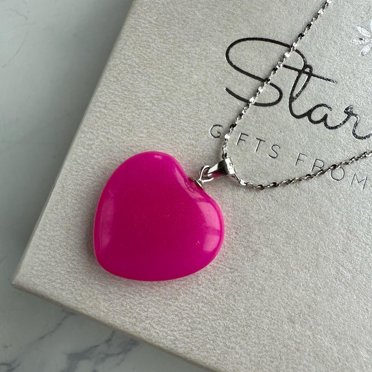 Pink Agate Heart Pendant