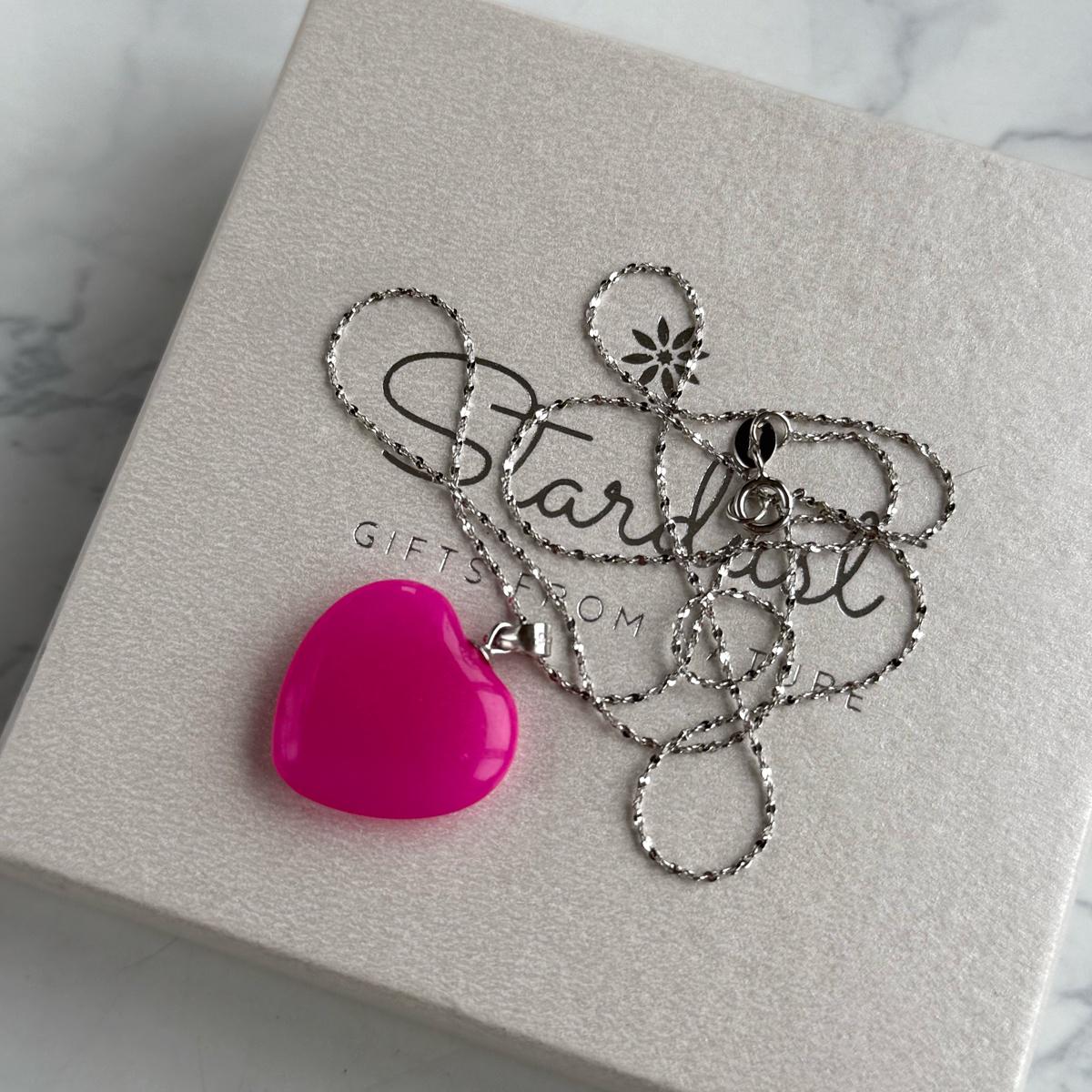 Pink Agate Heart Pendant