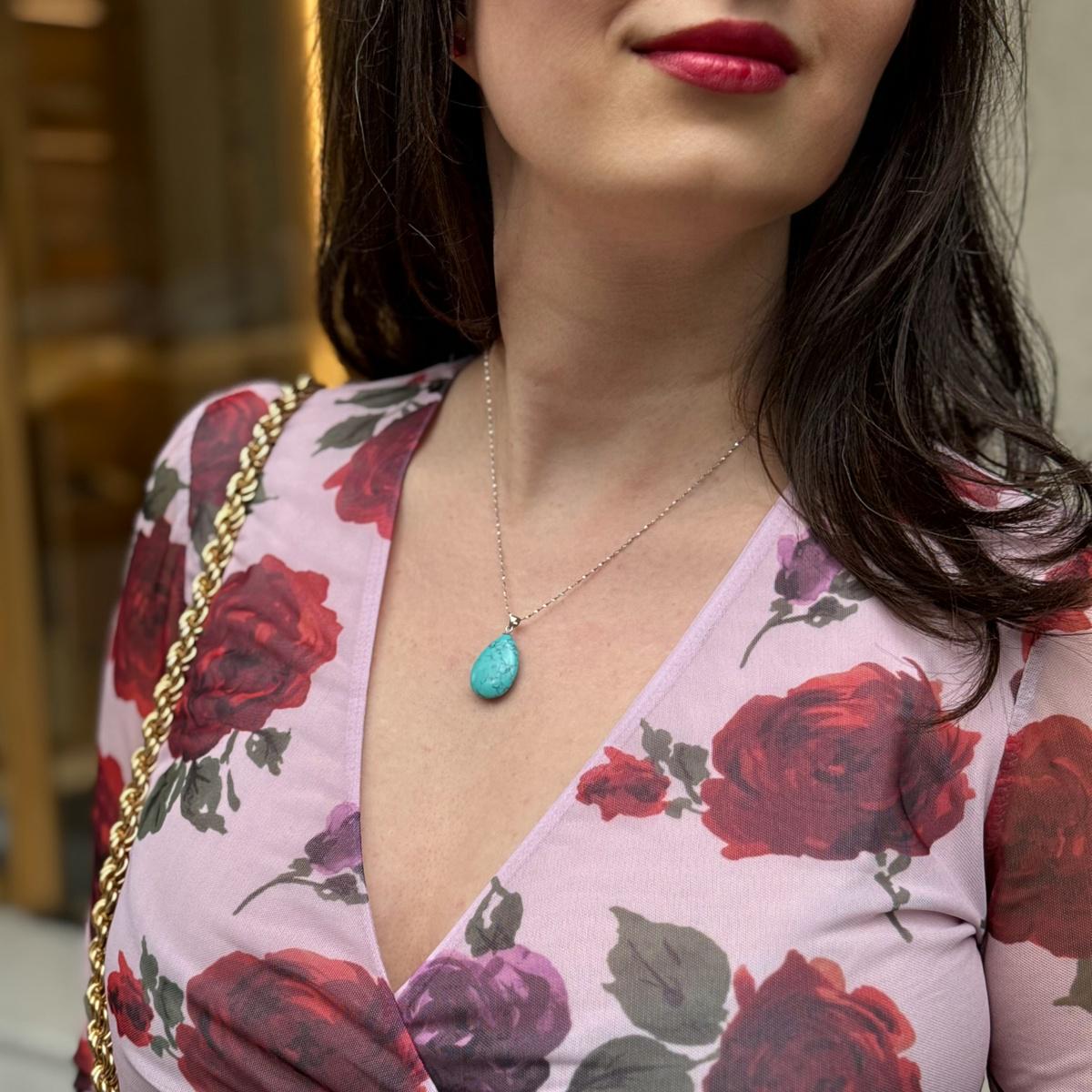Turquoise Drop Pendant 1.5x2.5cm