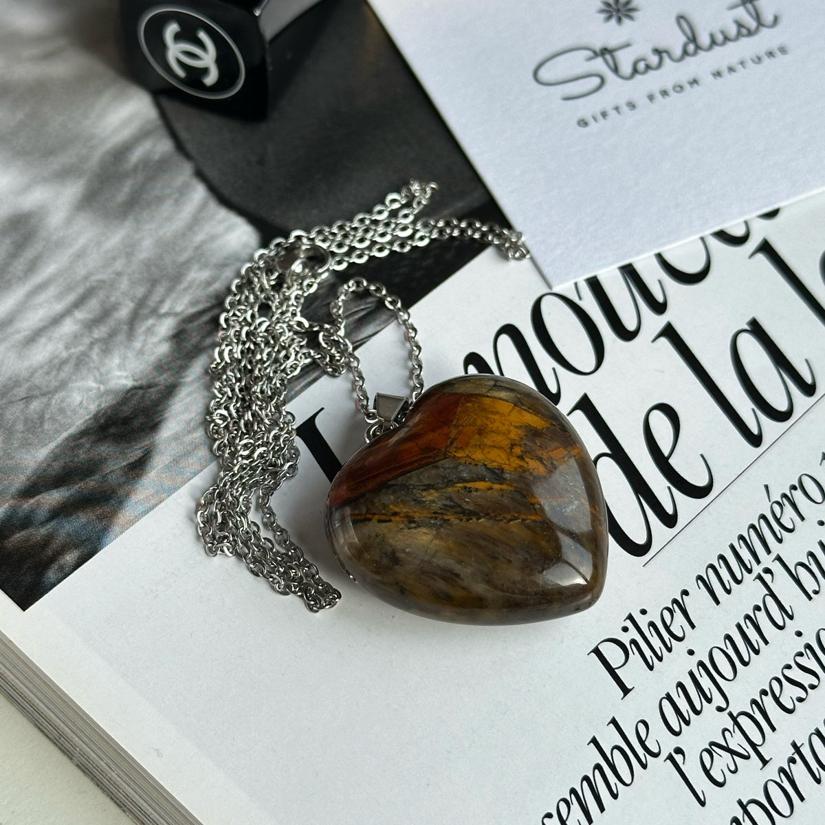Natural Tiger Iron Heart Pendant 3cm | Strength & Grounding