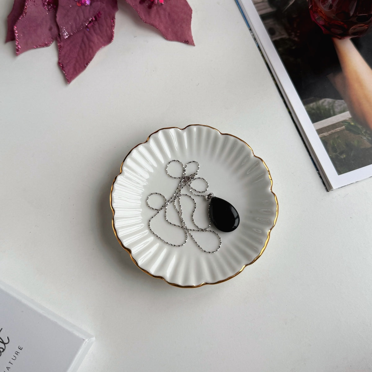 Black Obsidian Drop Pendant 2.5cm