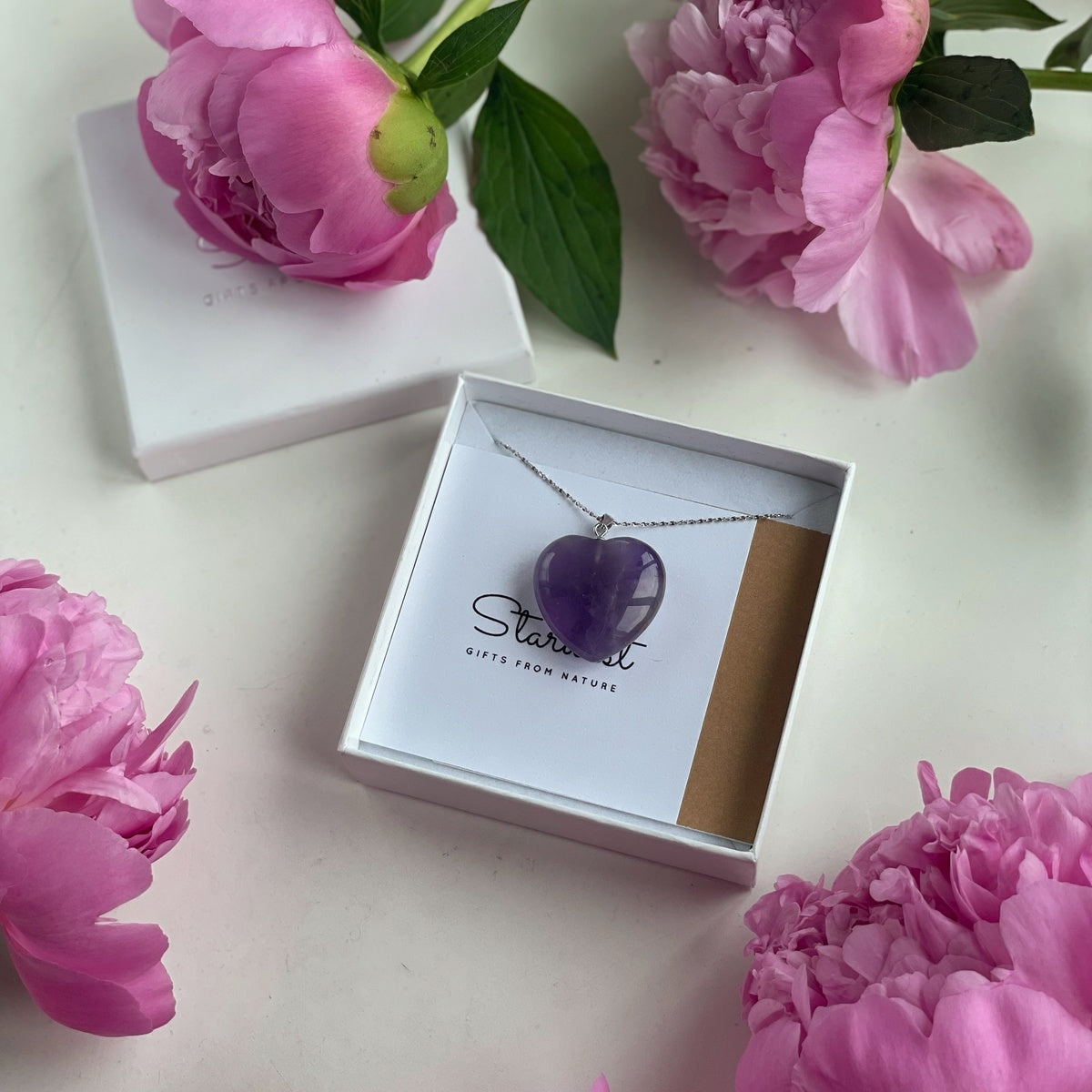 Amethyst heart Pendant 2.5cm