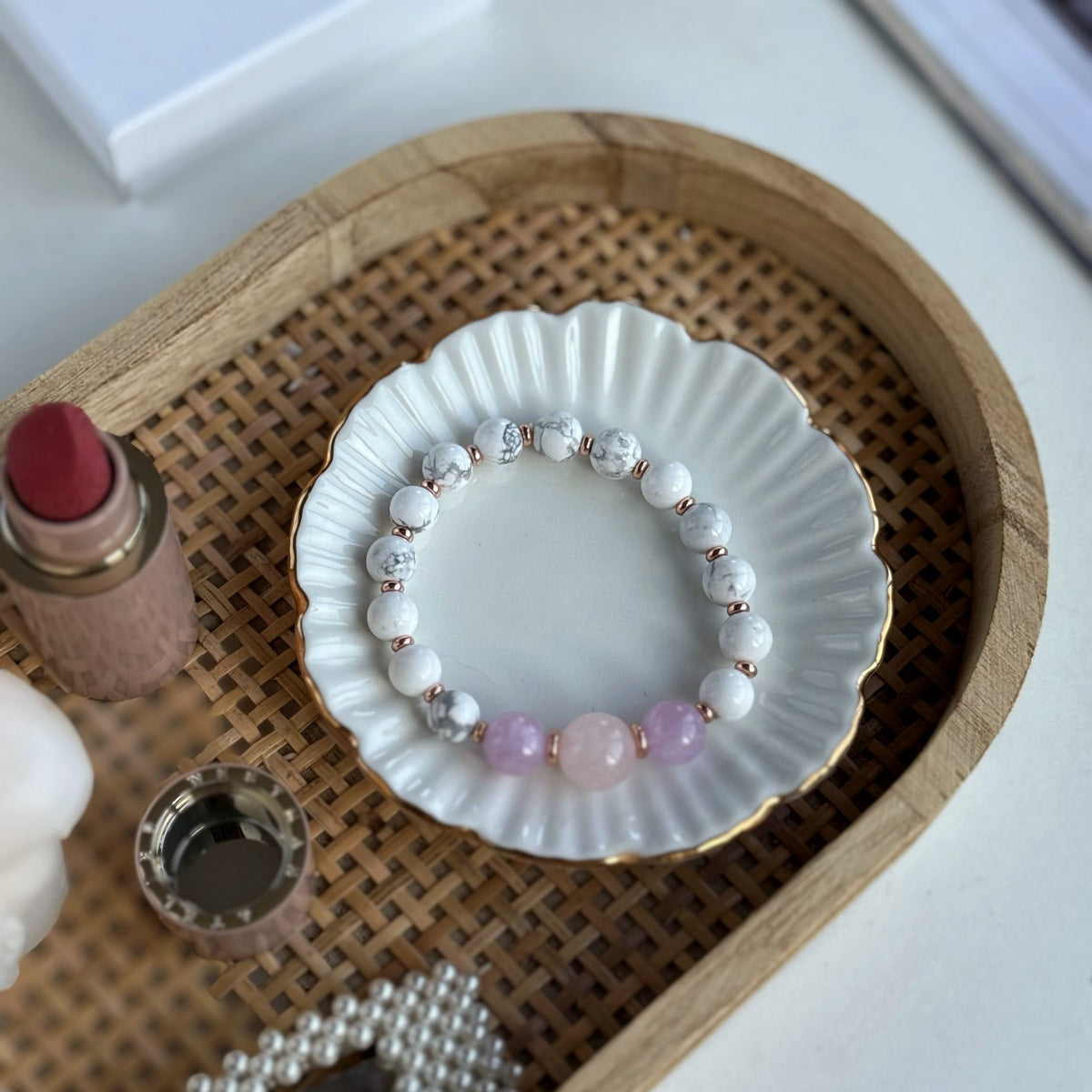 Natural Gemstone Howlite Bracelet