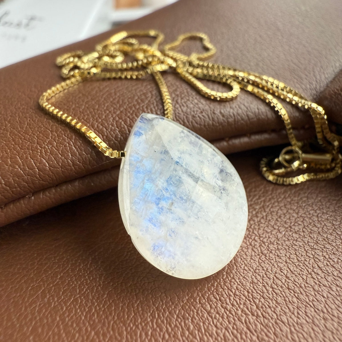 Rainbow Moonstone pendant Pear Shape 2cm x 2.5cm