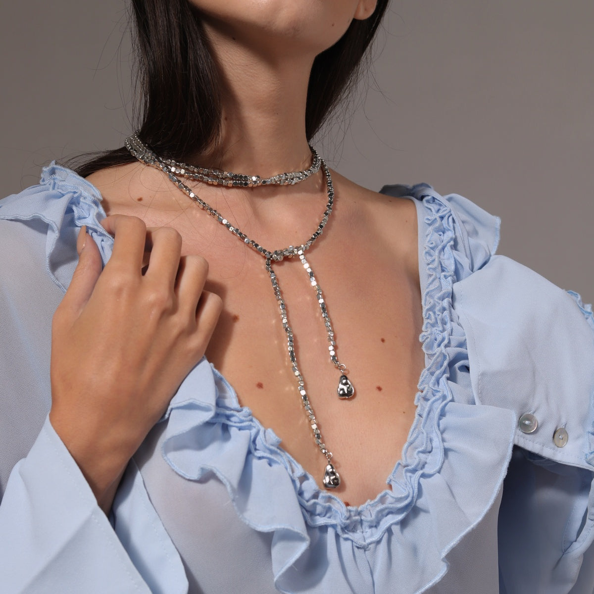 Boho Silver Multi Wrap Necklace