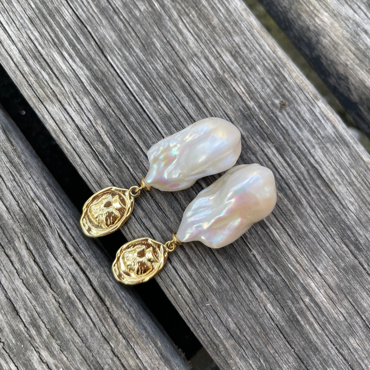 Princess Baroque Pearl Earrings, Lady Face Design